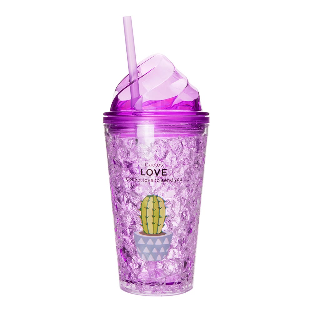 Vaso térmico de plástico 400 ml decorado de plantas Home Sweet Home