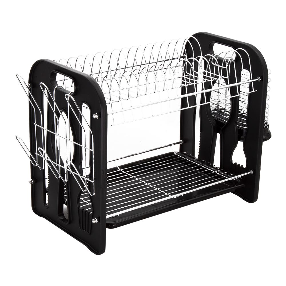 Escurridor cromado de 2 niveles con charolas plásticas ATA1107 Home Sweet Home
