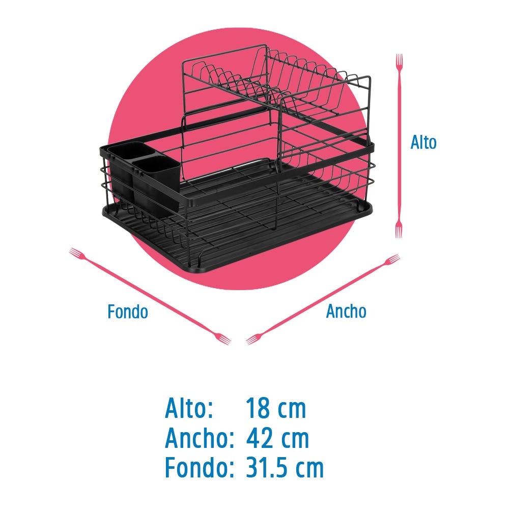 Escurridor de metal 2 niveles con charola plástica ATA1110 Home Sweet Home