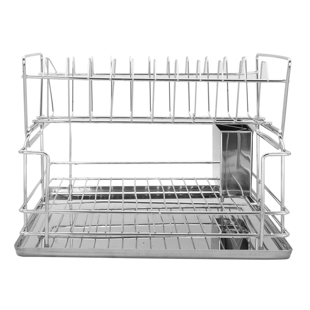 Escurridor cromado de 2 niveles con charola metálica ATA1111 Home Sweet Home