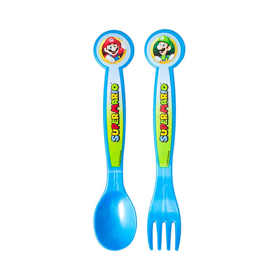 Juego de cubiertos de plástico 2 piezas Super Mario Stor