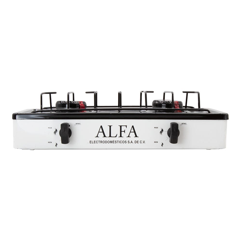 Parrilla de gas 2 quemadores esmaltada blanco 303-6 Alfa Electrodomésticos