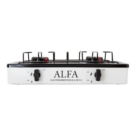 Parrilla de gas 2 quemadores esmaltada blanco 303-6 Alfa Electrodomésticos