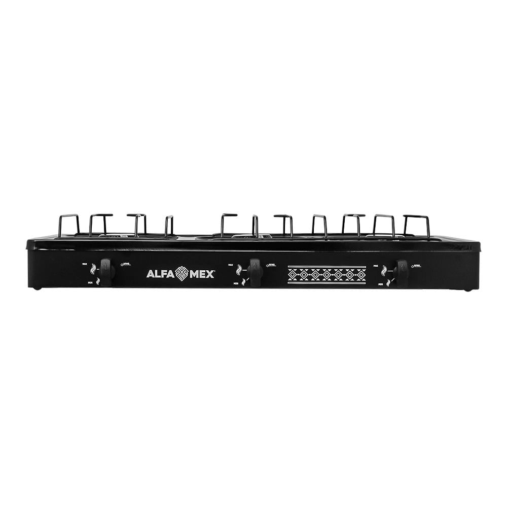 Parrilla de gas 3 quemadores cubierta esmaltada negro 611-4 Alfa