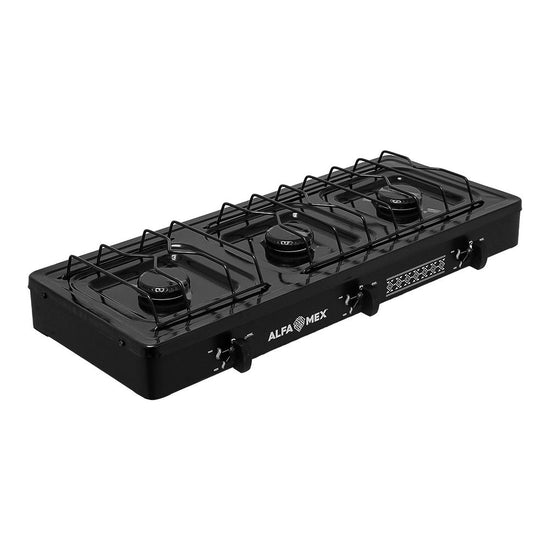 Parrilla de gas 3 quemadores cubierta esmaltada negro 611-4 Alfa – vista 3