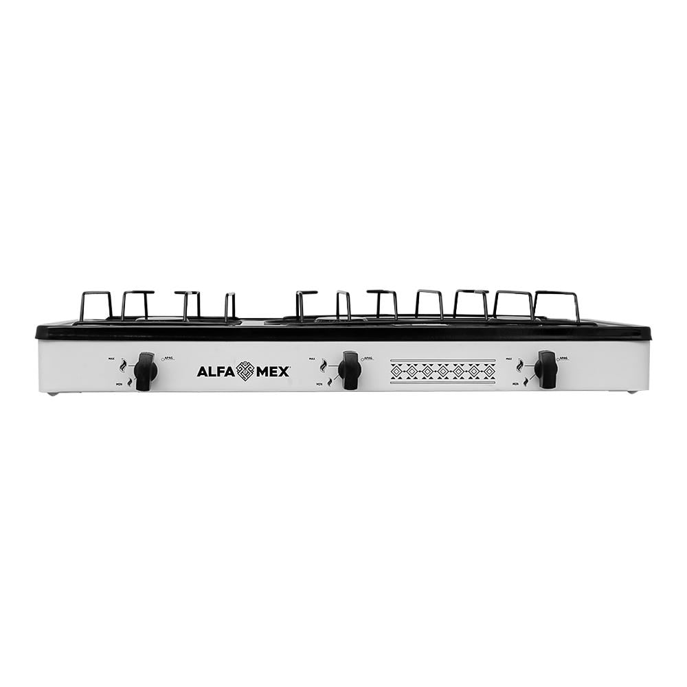 Parrilla de gas 3 quemadores cubierta esmaltada blanco 611-6 Alfa