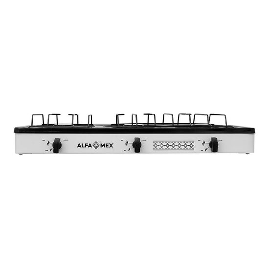 Parrilla de gas 3 quemadores cubierta esmaltada blanco 611-6 Alfa