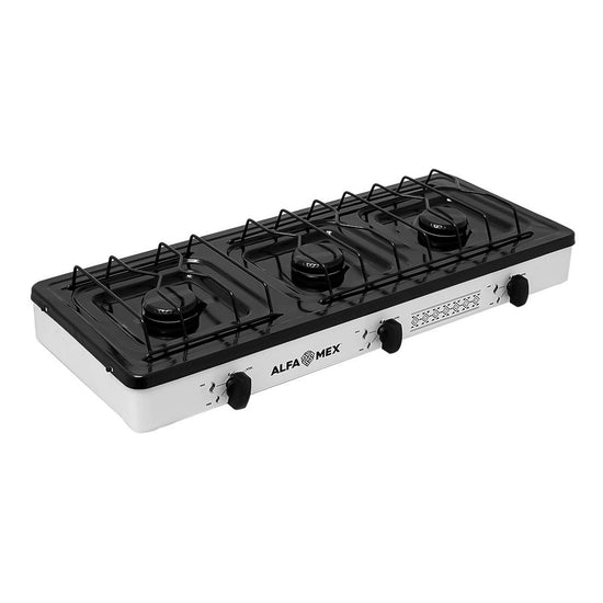 Parrilla de gas 3 quemadores cubierta esmaltada blanco 611-6 Alfa – vista 4