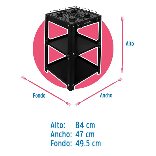 Parrilla de gas 4 quemadores acero porcelanizado 711-4 Alfa – vista 5