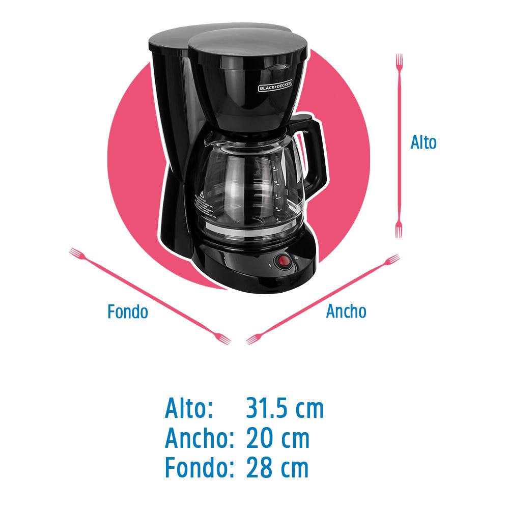 Cafetera 12 tazas con jarra de vidrio negra CM0941B Black and Decker