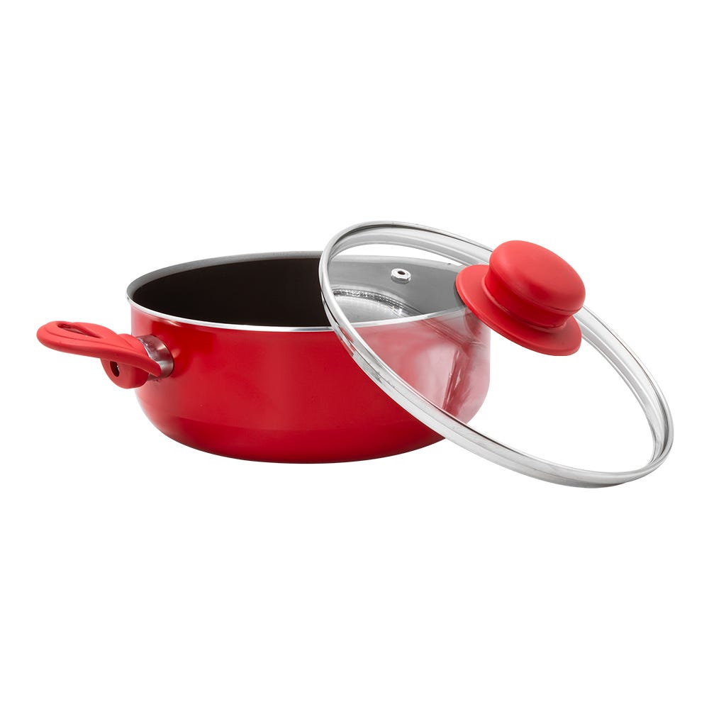 Cacerola 20 cm con tapa aluminio prensado 2.0 mm con antiadherente