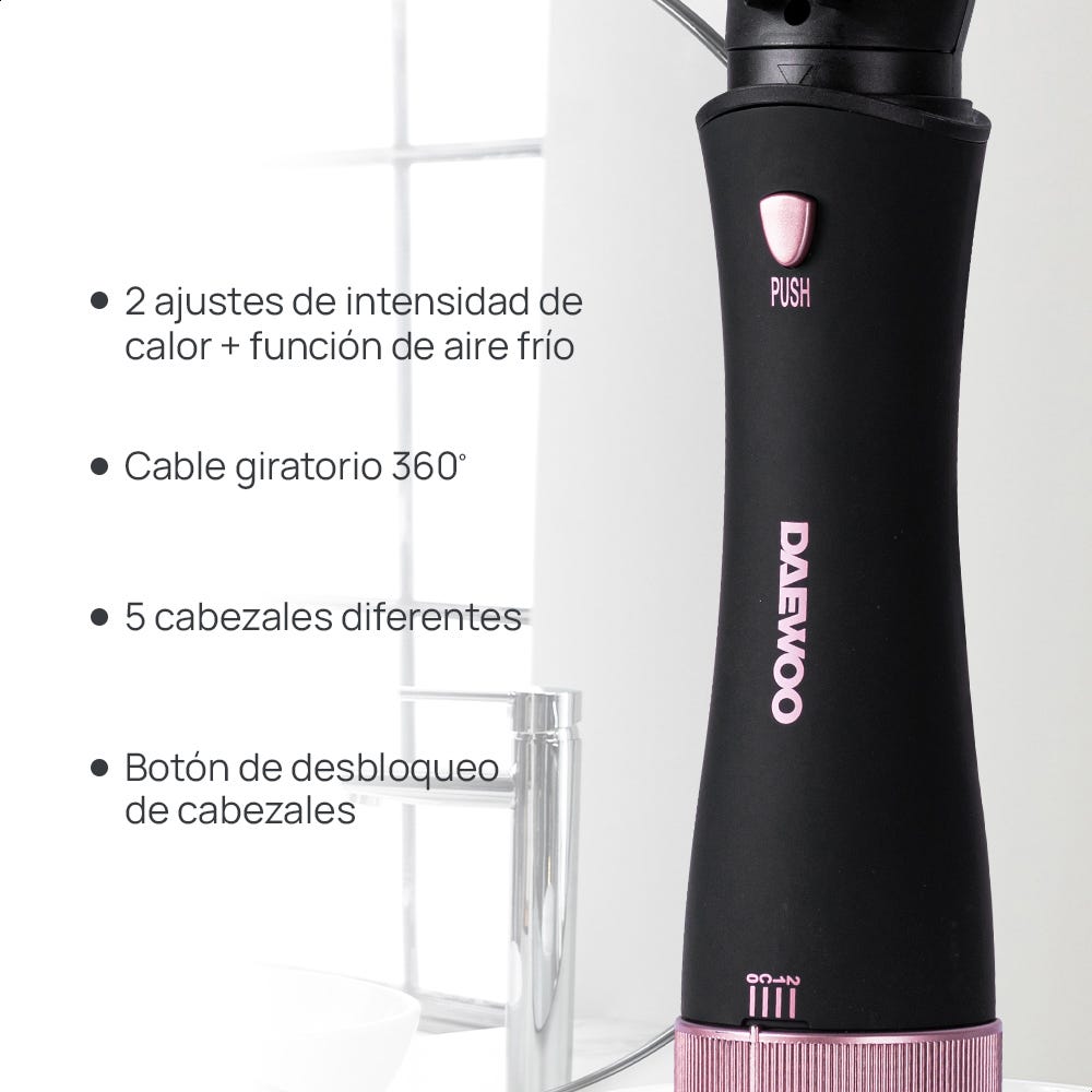 Estilizador de cabello 5 en 1 rosa/negro DHC-2058 Daewoo