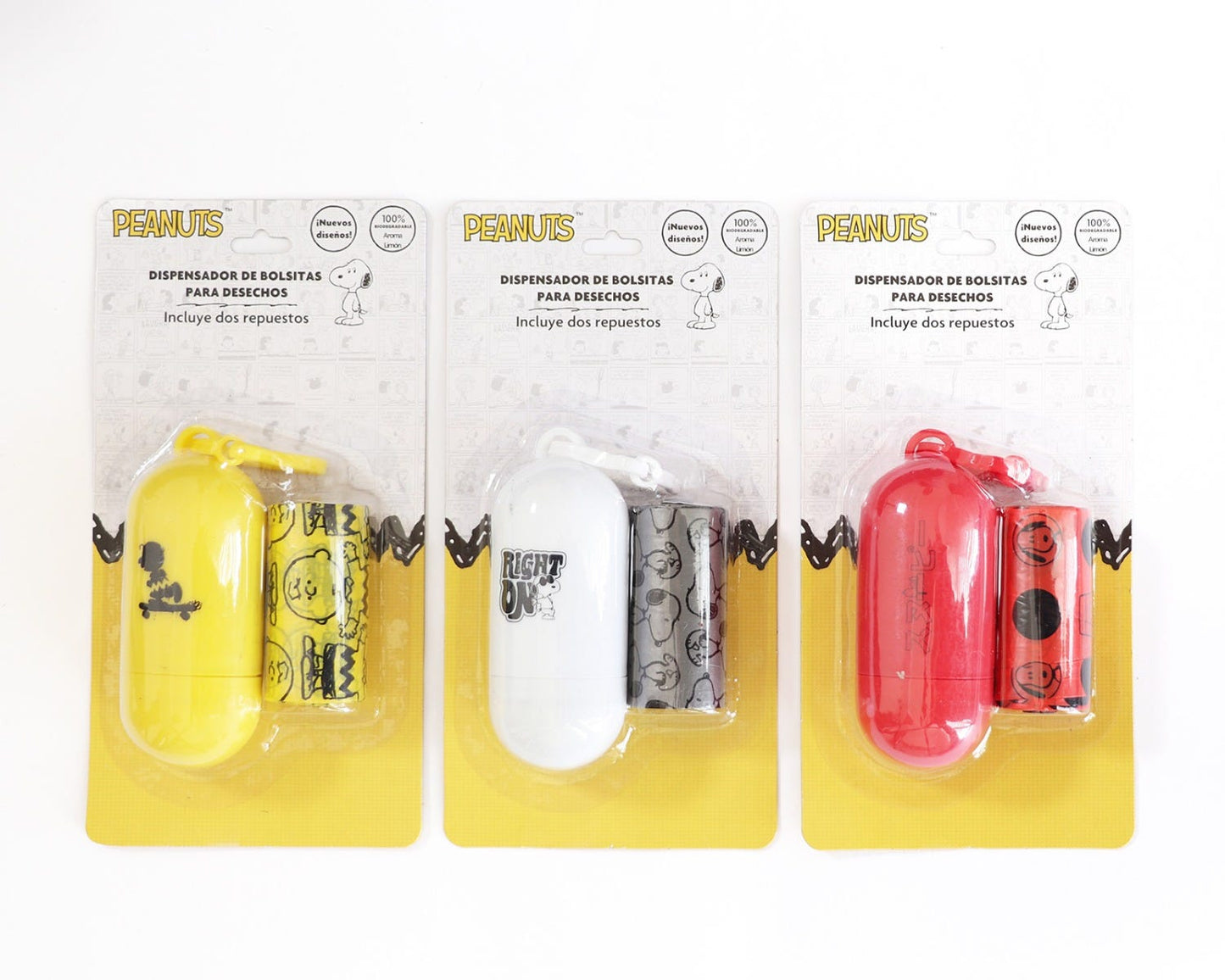 Dispensador de bolsitas para desechos de perros dos rollos Peanuts BDP-002-2 Smile Pets