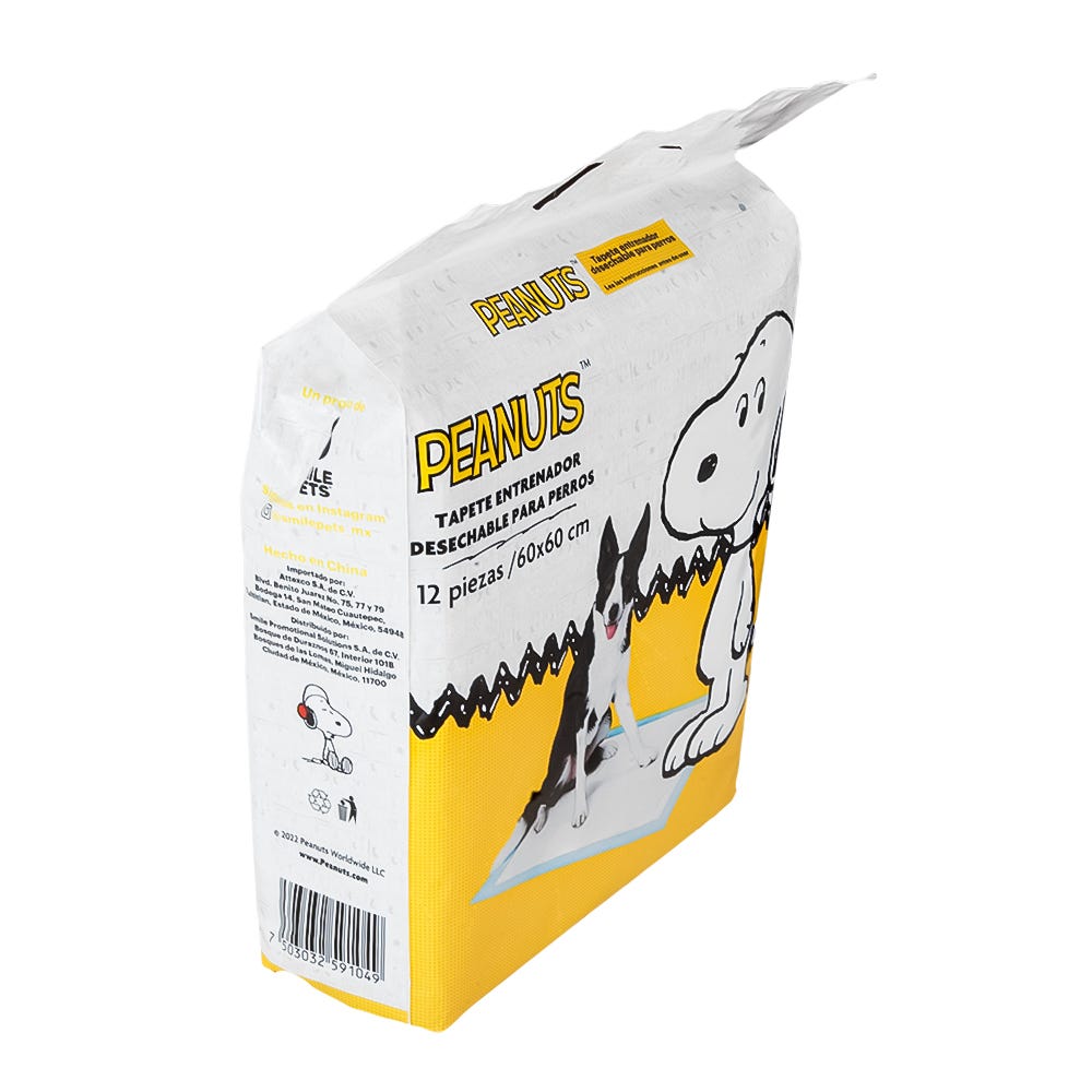 Tapete entrenador desechable para perros 12 piezas Peanuts TD-001 Smile Pets