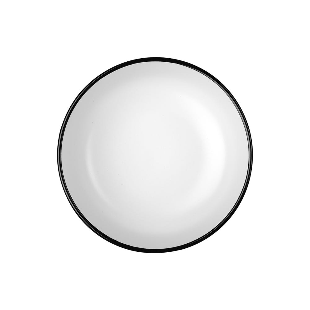 Vajilla redonda de cerámica 16 piezas blanco con filo negro Zury Chefmaker