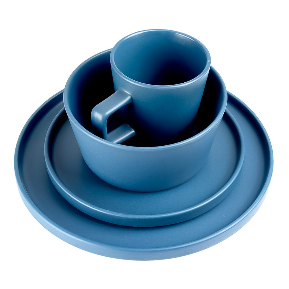Vajilla redonda de cerámica 16 piezas azul Praga Chefmaker