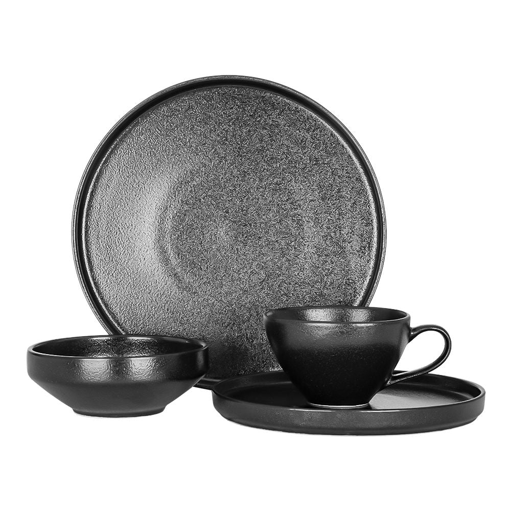 Vajilla de cerámica 16 piezas negro Osaka Chefmaker