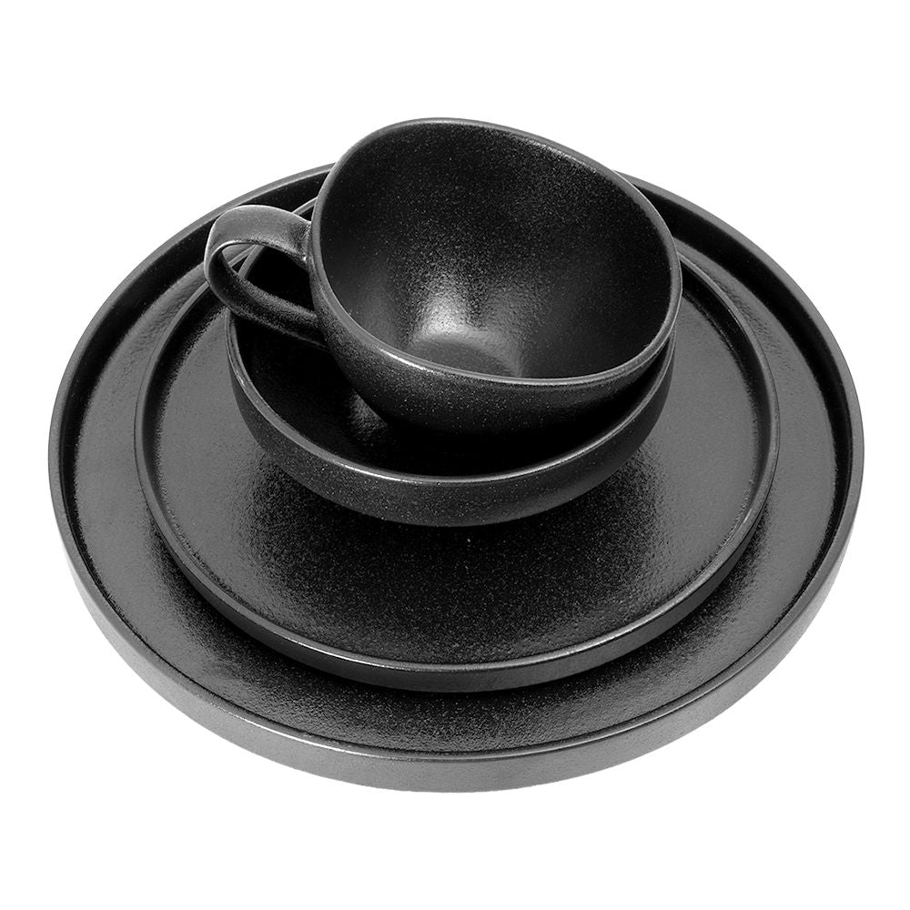Vajilla de cerámica 16 piezas negro Osaka Chefmaker