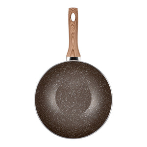 Sartén wok de aluminio 28.5 cm Carrara beige Flamel – vista superior del interior antiadherente