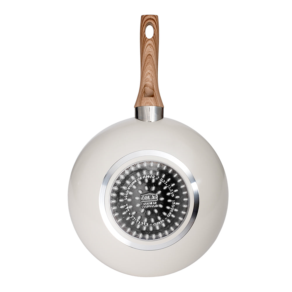 Sartén wok de aluminio 28.5 cm Carrara beige Flamel – vista del fondo