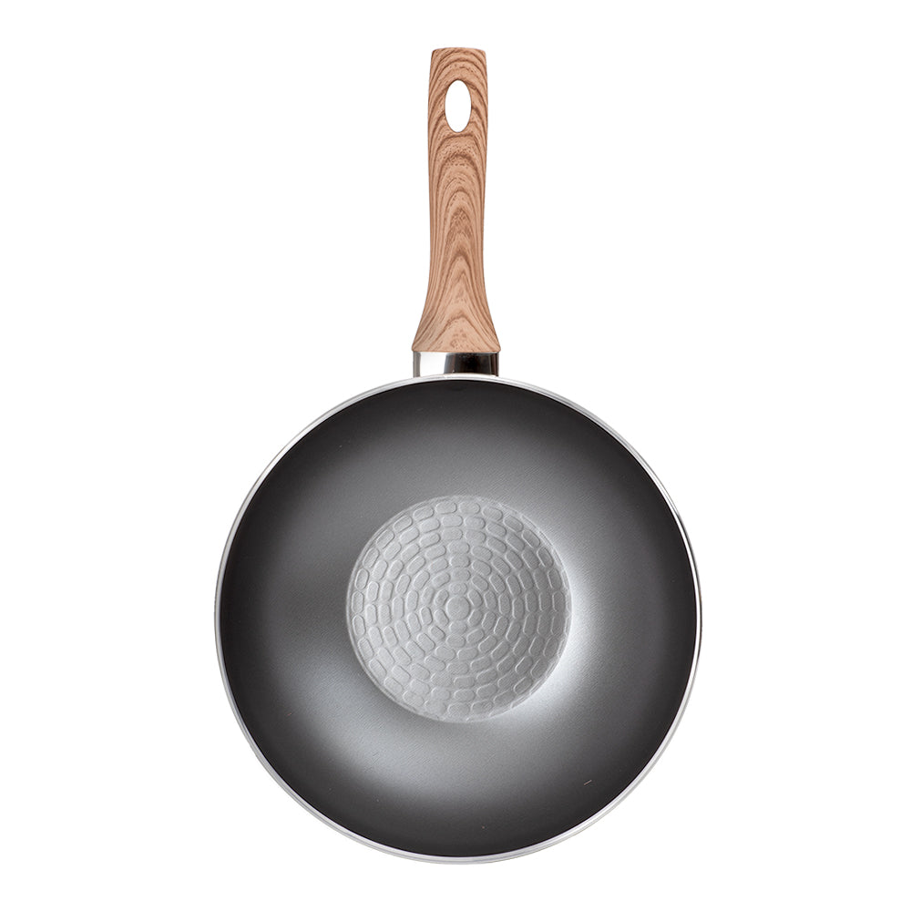 Sartén wok de aluminio 28.5 cm Lava gris Flamel – vista de perfil del exterior gris