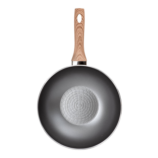 Sartén wok de aluminio 28.5 cm Lava gris Flamel – vista de perfil del exterior gris