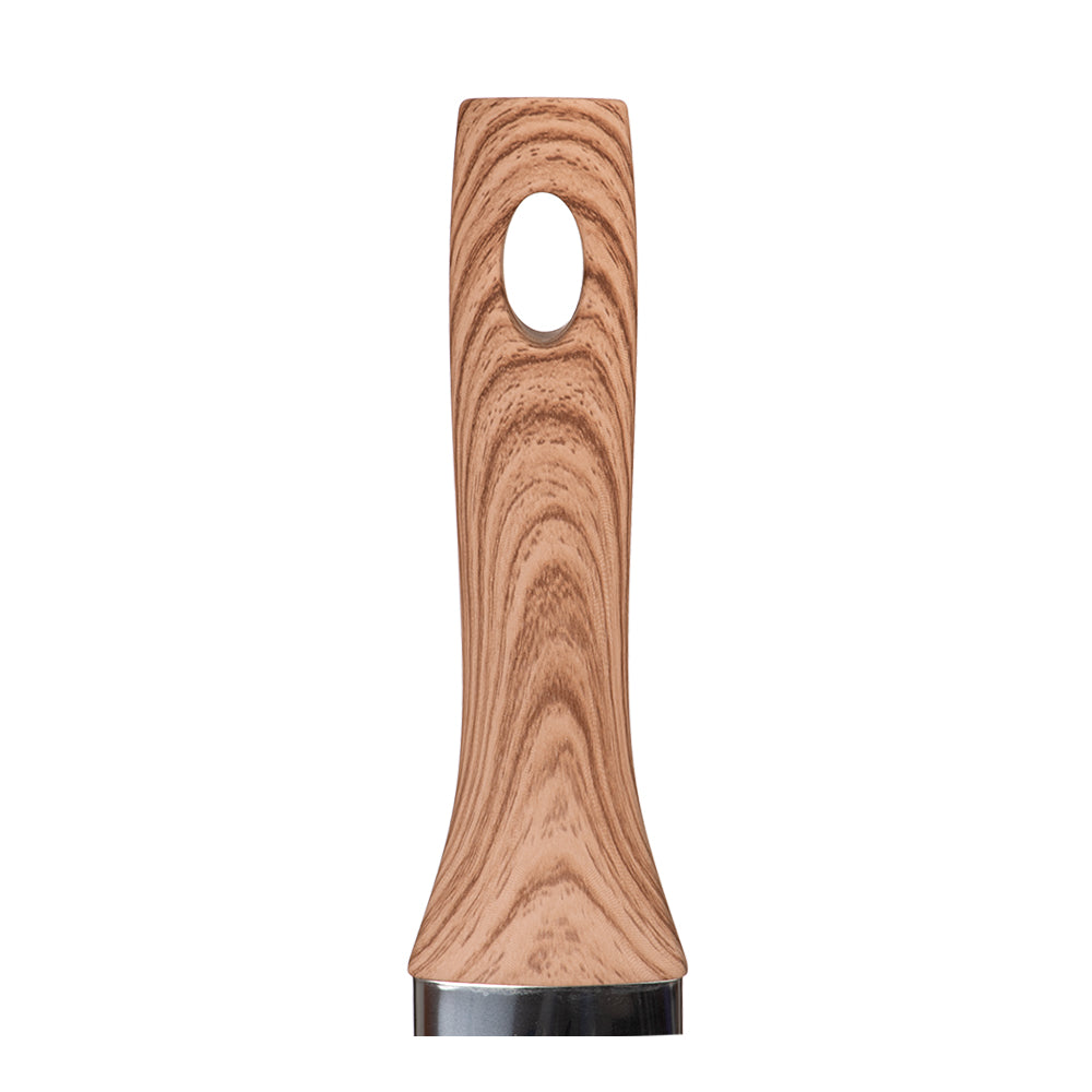 Sartén wok de aluminio 28.5 cm Lava gris Flamel – detalle del mango tipo madera