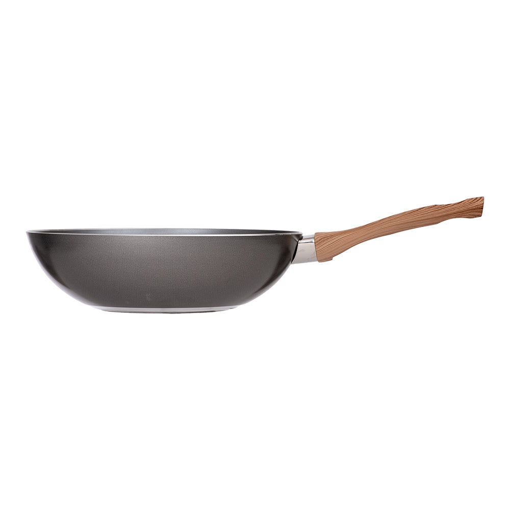 Sartén wok de aluminio 28.5 cm Lava gris Flamel – vista tres cuartos del interior