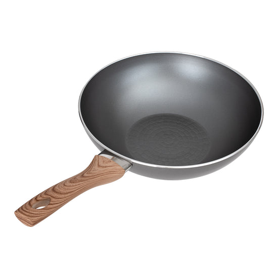 Sartén wok de aluminio 28.5 cm Lava gris Flamel – vista superior del interior antiadherente