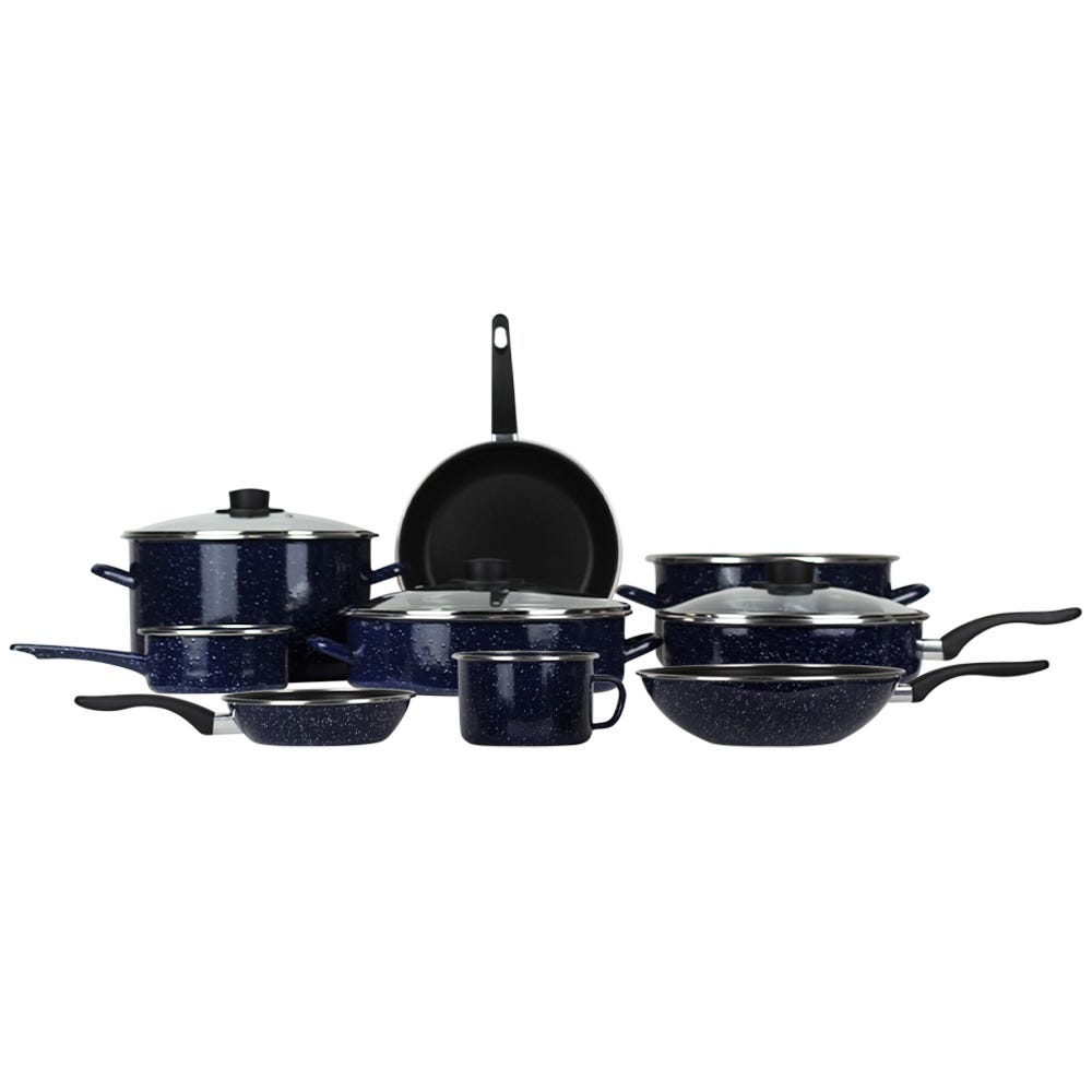 Batería Olimpia azul peltre 12 piezas Ekco