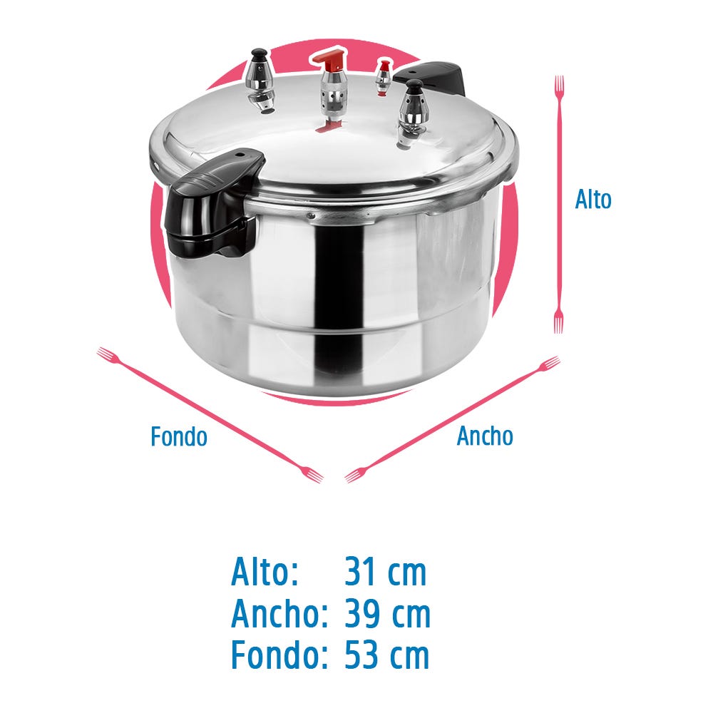 Olla de presión de aluminio con rejilla vaporera 23 L 38748 Ekco