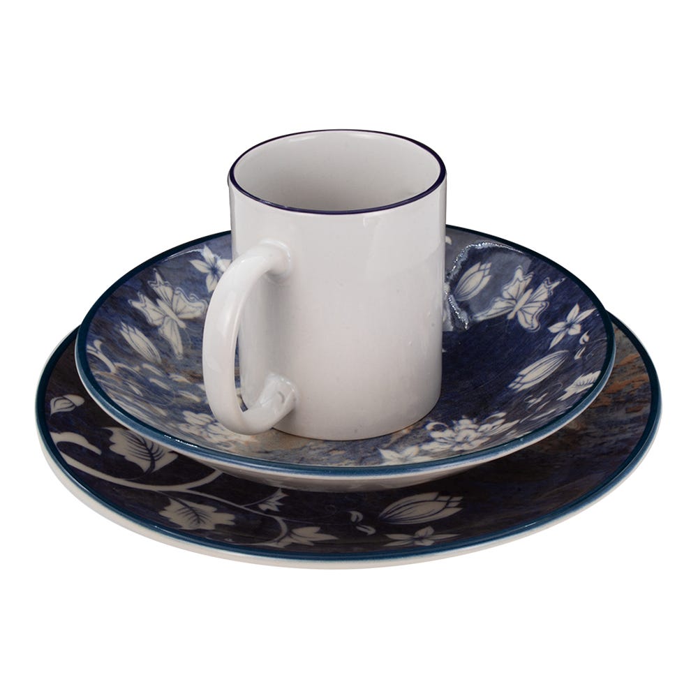 Vajilla de cerámica decorada 9 piezas Jardín 1VAJ092024303 Ánfora