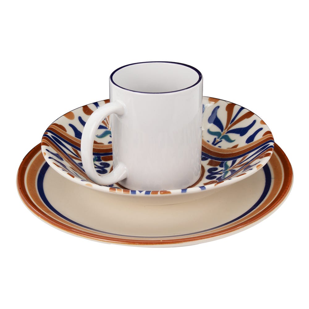Vajilla de cerámica decorada 9 piezas Andaluz 1VAJ092024313 Ánfora