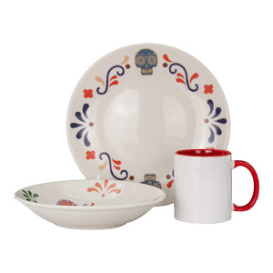 Vajilla de cerámica decorada 9 piezas Calaverita 1VAJ092024323 Ánfora