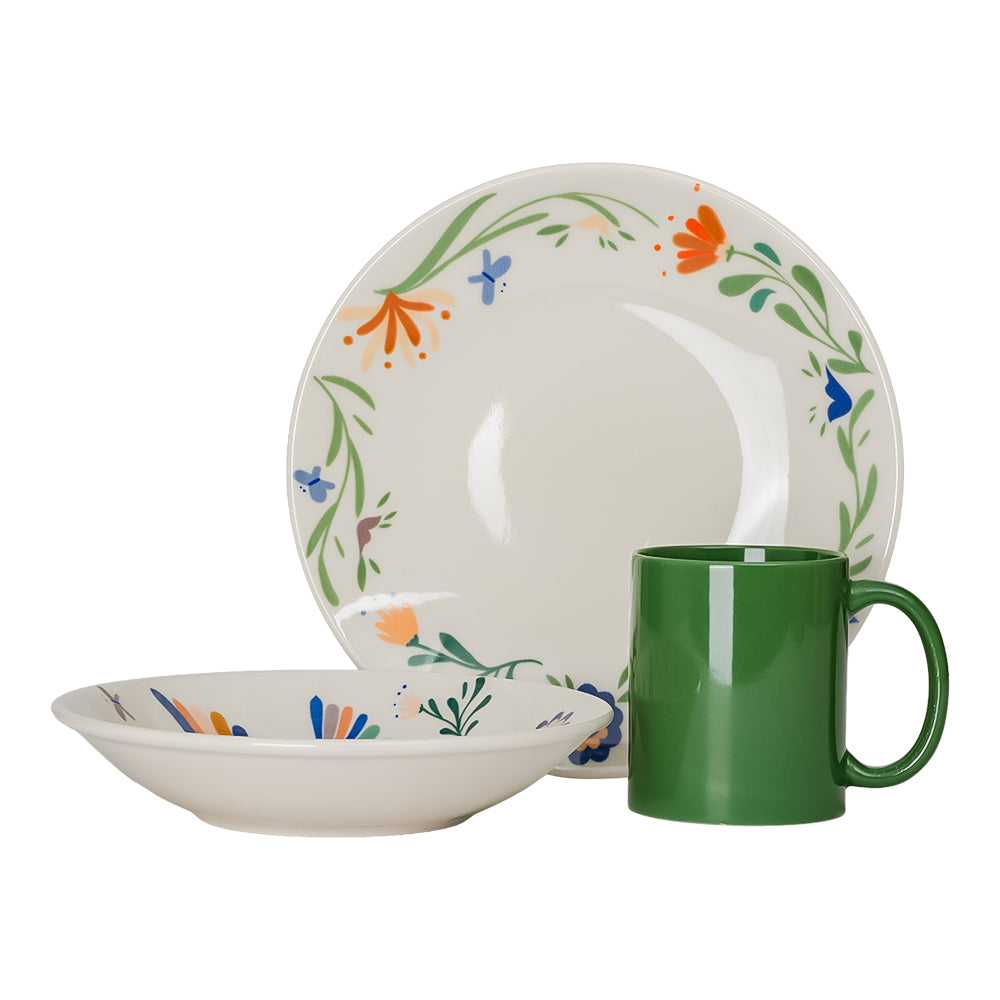 Vajilla de cerámica decorada 9 piezas Paraíso 1VAJ092024333 Ánfora
