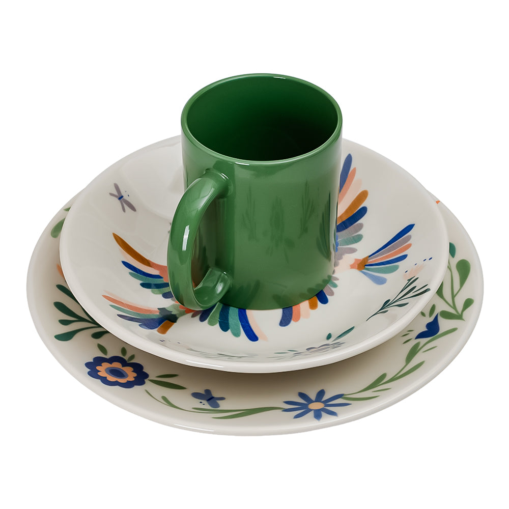 Vajilla de cerámica decorada 9 piezas Paraíso 1VAJ092024333 Ánfora