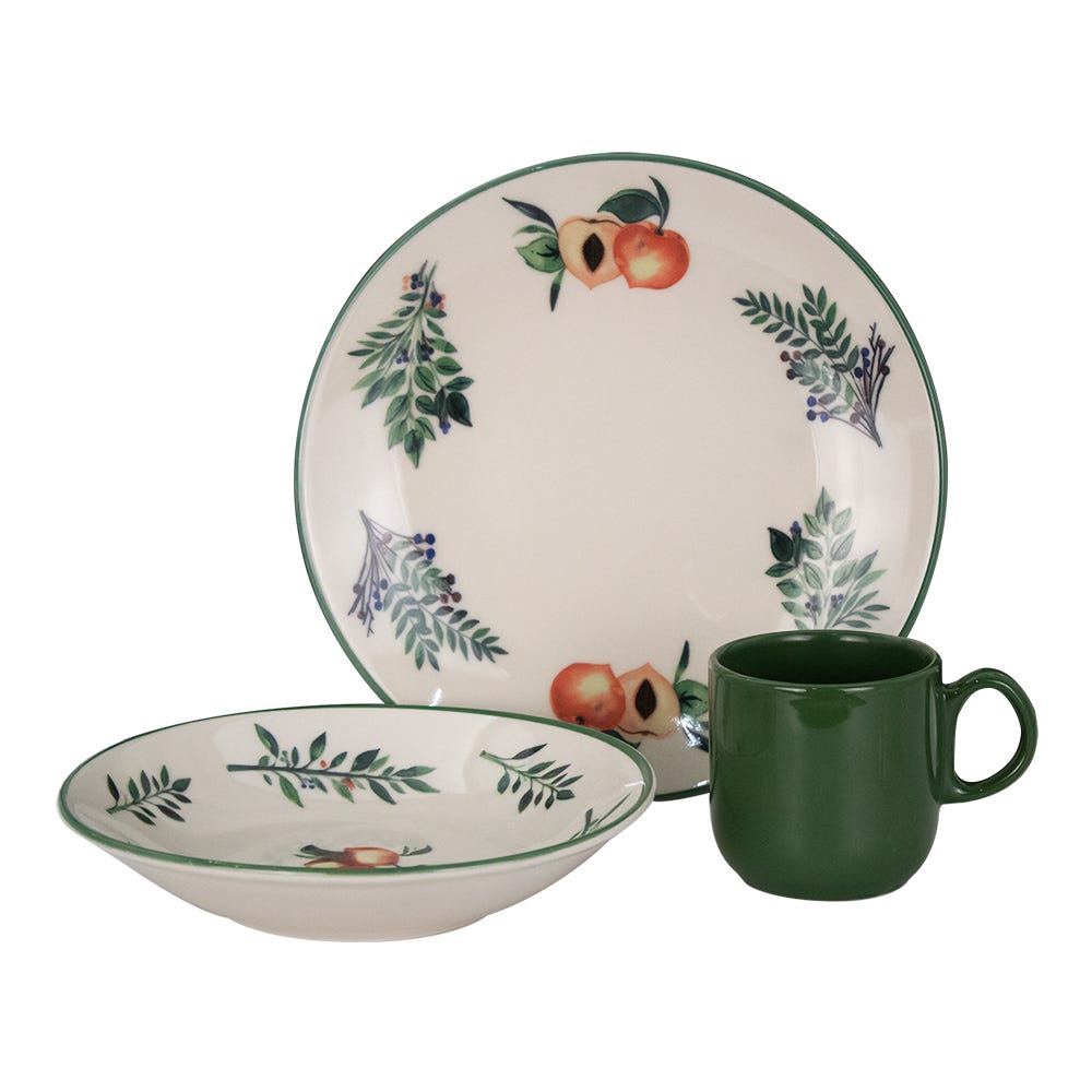 Vajilla de cerámica decorada 9 piezas Fresco 1VAJ0920PFRE3 Ánfora
