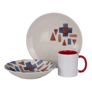 Vajilla de cerámica decorada 9 piezas Laberinto 1VAJ0920PLAB3 Ánfora