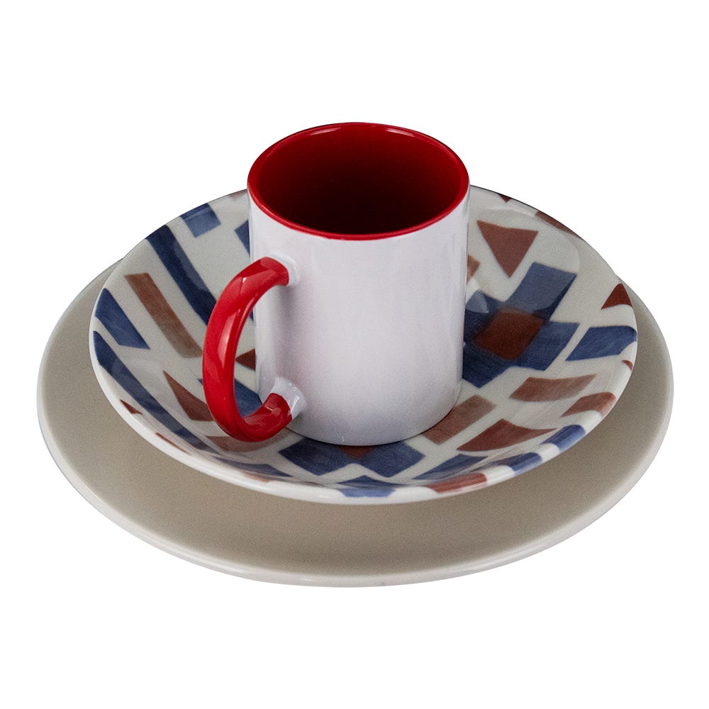 Vajilla de cerámica decorada 9 piezas Laberinto 1VAJ0920PLAB3 Ánfora