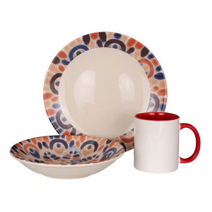 Vajilla de cerámica decorada 9 piezas Cítrico 1VAJ0920PCIT3 Ánfora