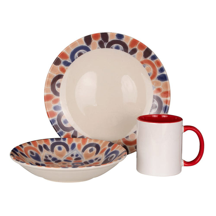 Vajilla de cerámica decorada 9 piezas Cítrico 1VAJ0920PCIT3 Ánfora