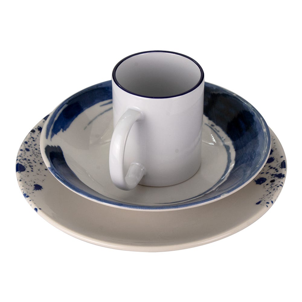 Vajilla de cerámica decorada 9 piezas Blue Wabe 1VAJ0920PBWA3 Ánfora