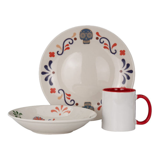 Vajilla de cerámica decorada 12 piezas Calaverita 1VAJ122024323 Ánfora