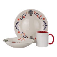 Vajilla de cerámica decorada 12 piezas Calaverita 1VAJ122024323 Ánfora