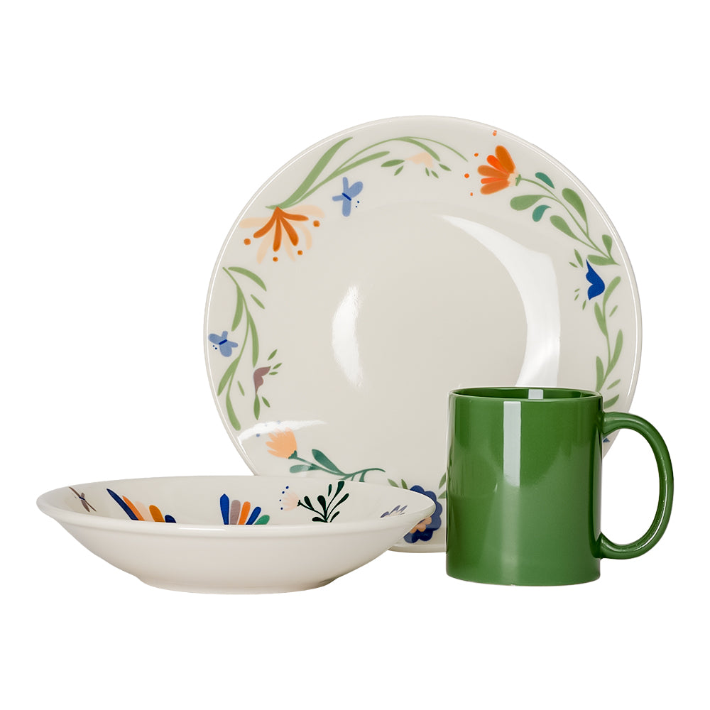 Vajilla de cerámica decorada 12 piezas Paraíso 1VAJ122024333 Ánfora