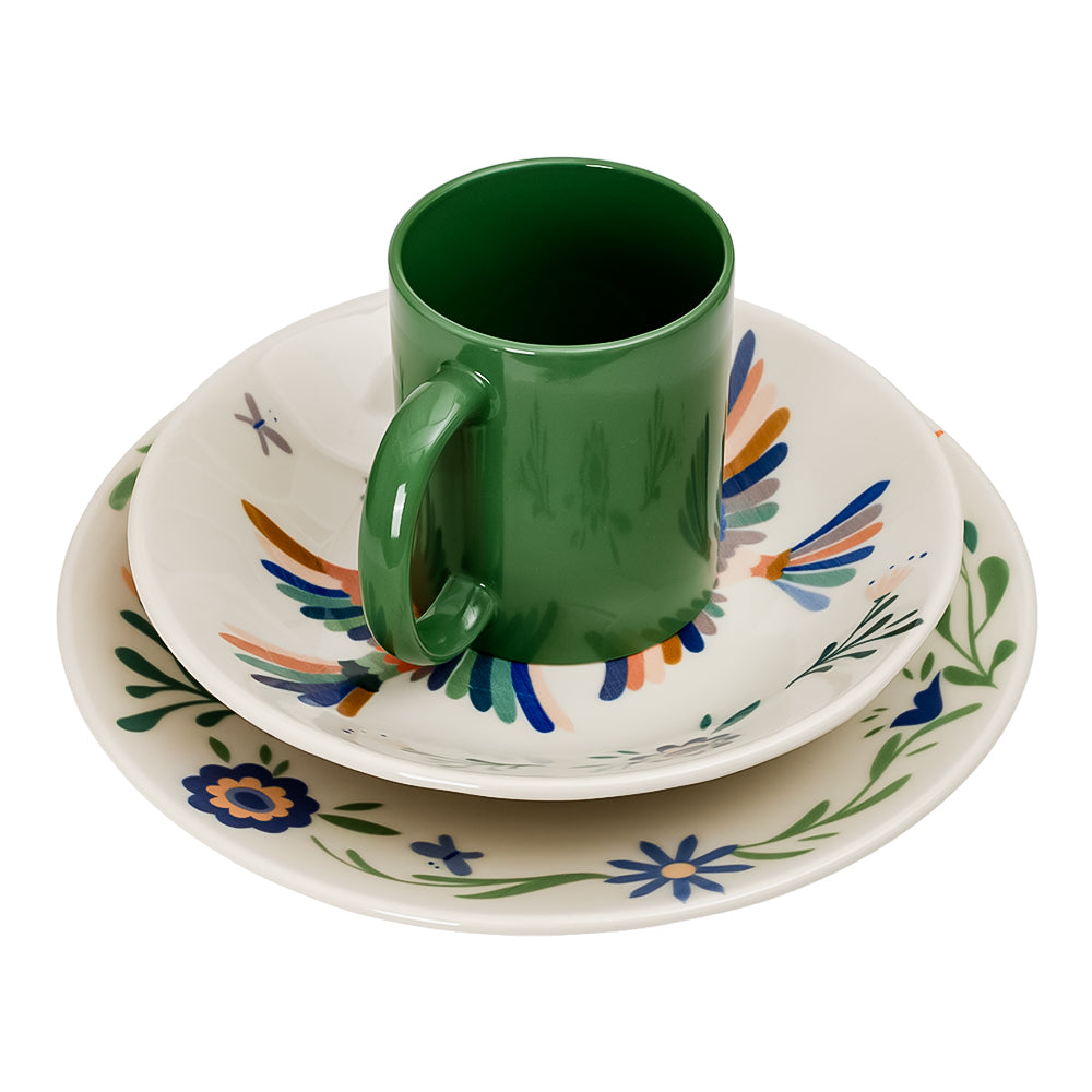Vajilla de cerámica decorada 12 piezas Paraíso 1VAJ122024333 Ánfora