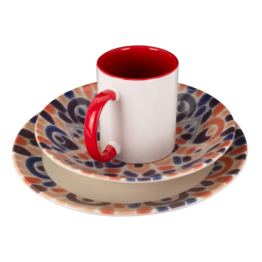 Vajilla de cerámica decorada 12 piezas Cítrico 1VAJ1220PCIT3 Ánfora