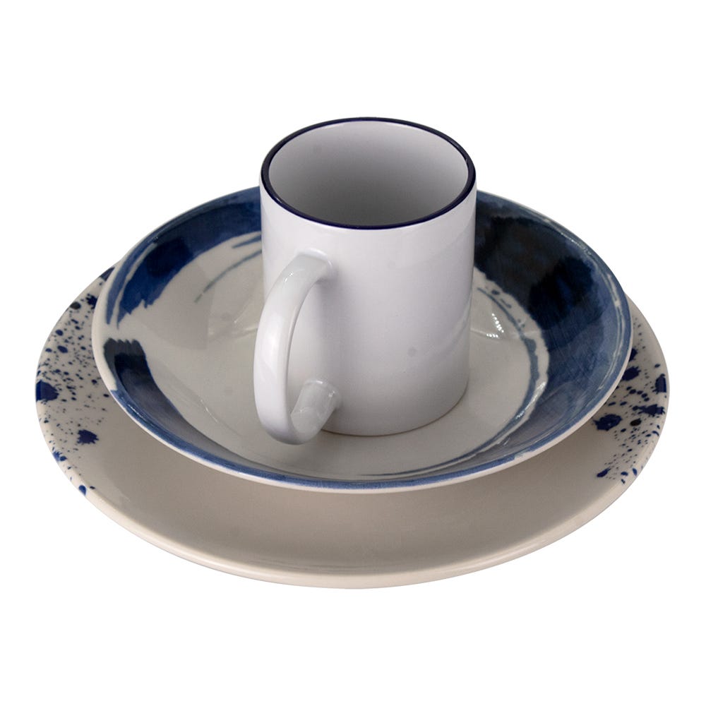 Vajilla de cerámica decorada 12 piezas Blue Wabe 1VAJ1220PBWA3 Ánfora