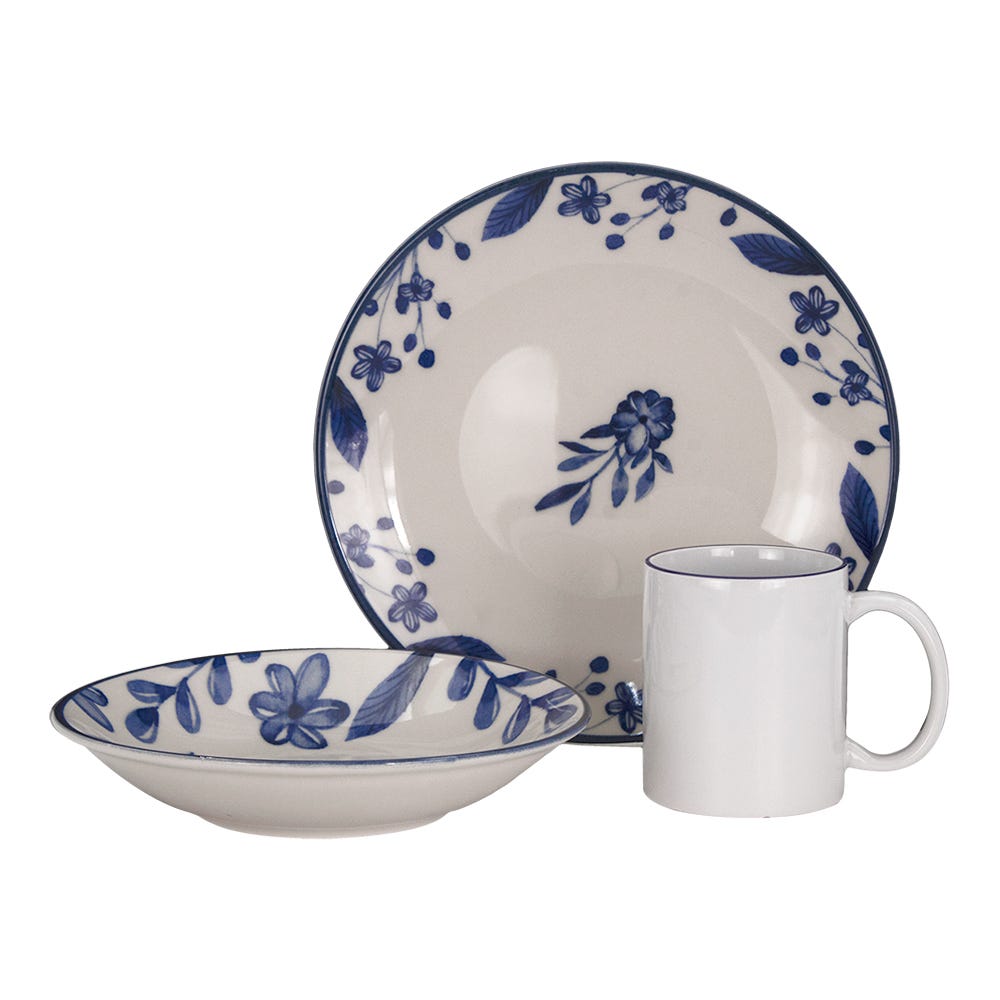 Vajilla cerámica decorada 12 piezas Blue Summer 1VAJ1220PBSU3 Ánfora