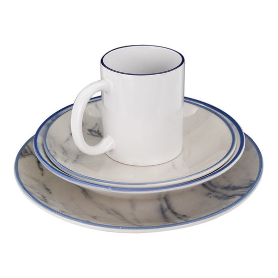 Vajilla de cerámica decorada 16 piezas Sierra – juego servido: taza sobre platos